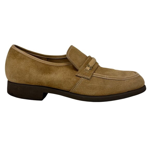 Hushpuppies Vtg Tan Buff Suede Leather Loafers Slip Ons 16781 Size‎ 9.5 M - Picture 8 of 9